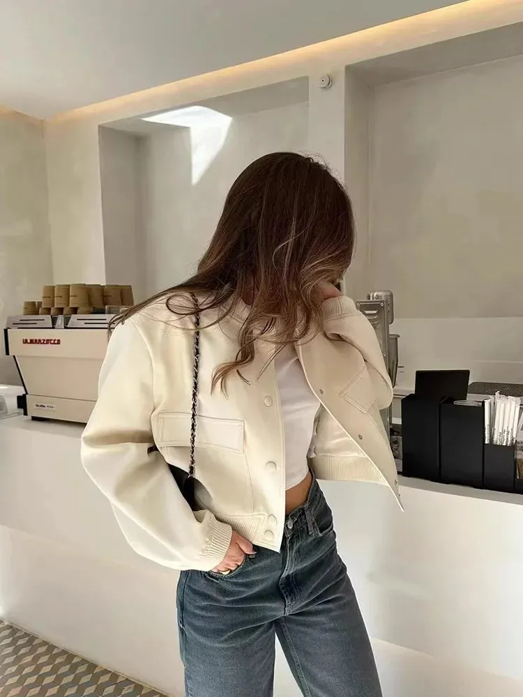 Women's Bomber Jacket Black Polyester Cropped Casual sold by Hensley London product image thumbnail 4