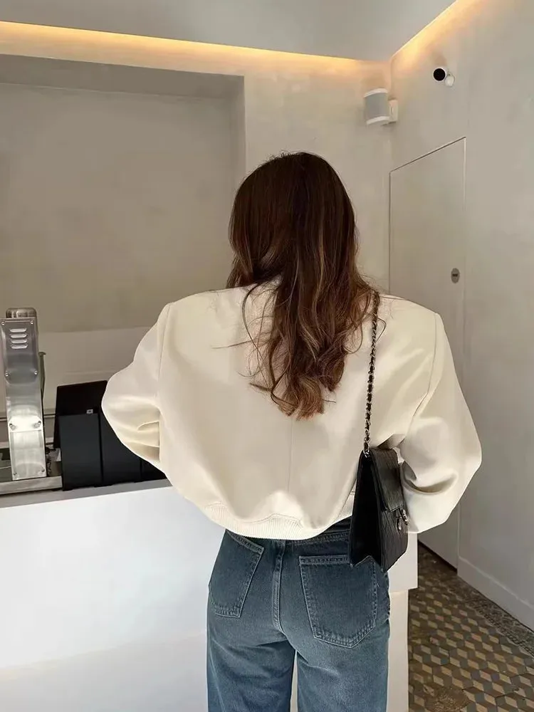 Women's Bomber Jacket Black Polyester Cropped Casual sold by Hensley London product image thumbnail 5