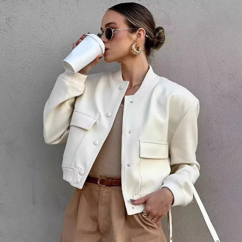 Women's Bomber Jacket Black Polyester Cropped Casual sold by Hensley London product image thumbnail 2