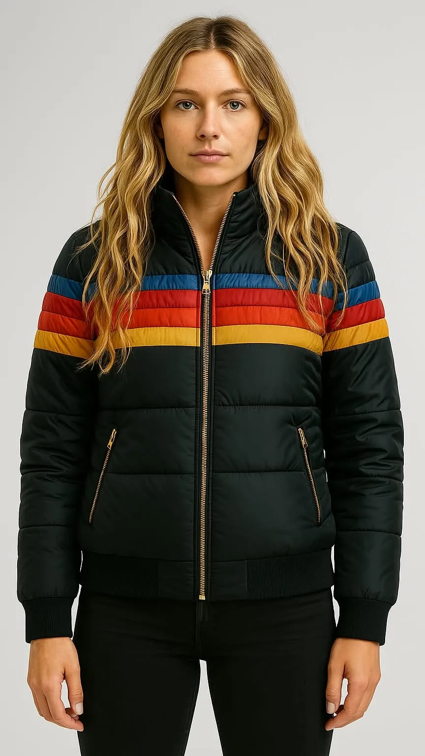 Women's Puffer Jacket Colorblock Hooded Waterproof Winter Coat sold by Hensley London product image thumbnail 3