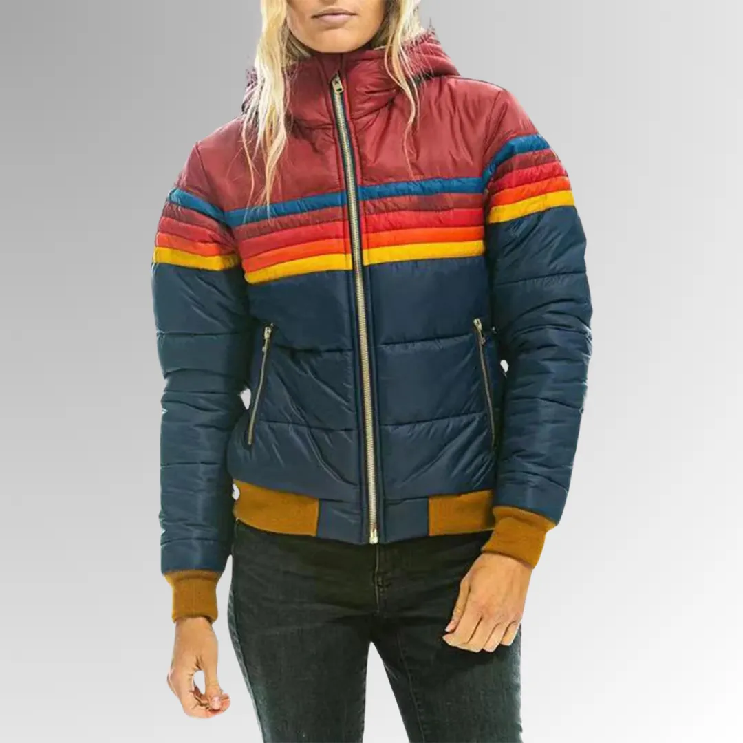 Women's Puffer Jacket Colorblock Hooded Waterproof Winter Coat sold by Hensley London product image thumbnail 5