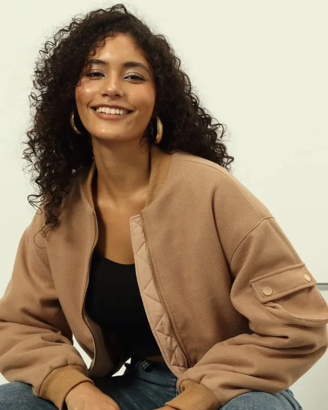 Chic Women's Quilted Jacket | Loose Fit, Collarless Bomber Design sold by Hensley London