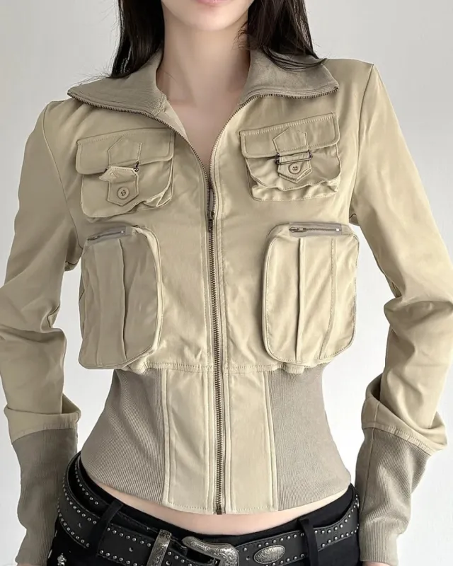 Vera Women's Fitted Jacket | Ribbed Design with Pockets sold by Hensley London