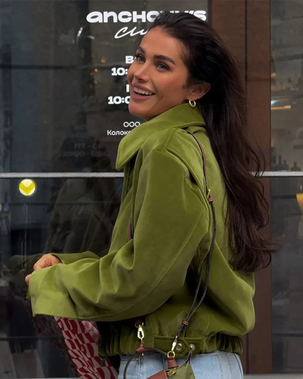 Vera Women's Jacket | Vintage Green Velvet, Loose-Fit Baseball sold by Hensley London product image thumbnail 2