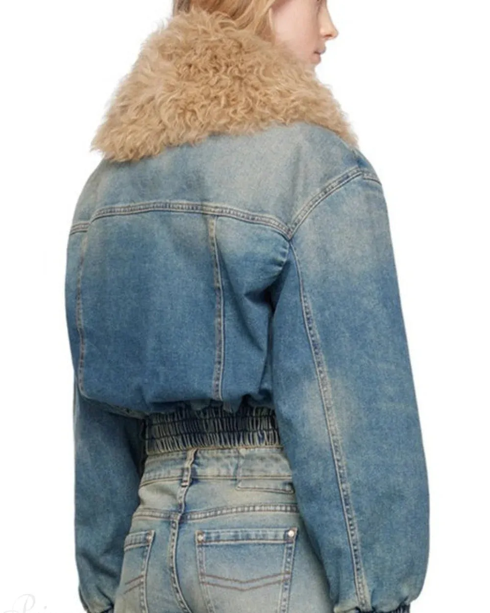 Evelyn Women's Quilted Denim Jacket | Fur Collar, Regular Fit sold by Hensley London product image thumbnail 2