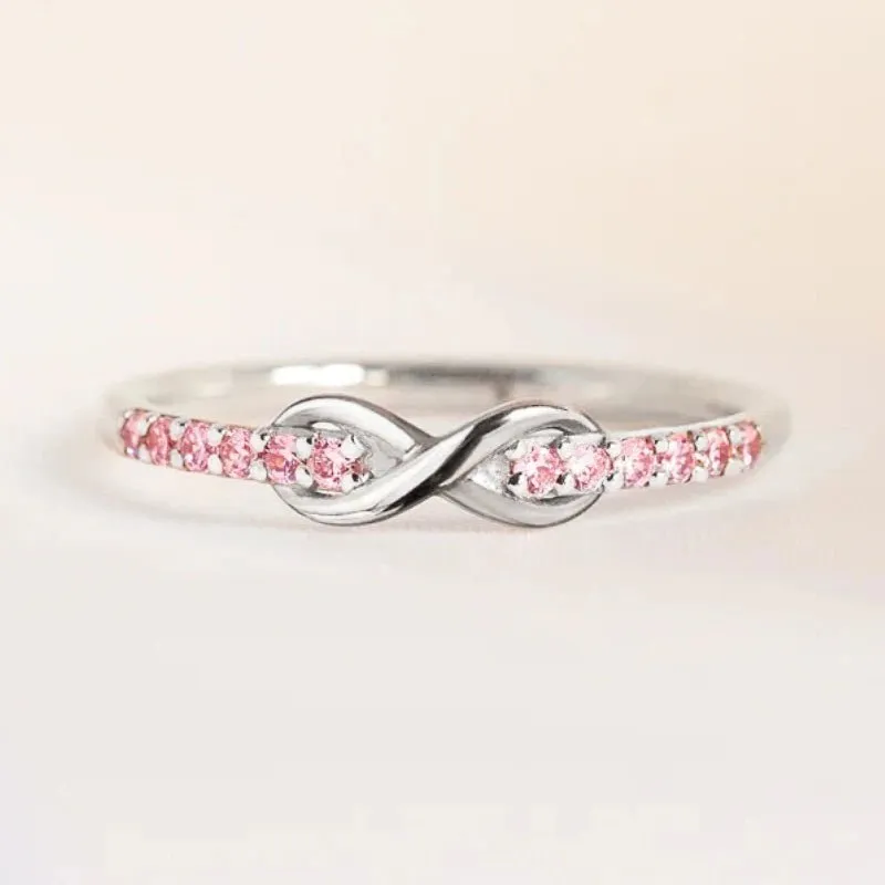 Women's Infinity Ring Pink Diamond Stainless Steel made by Hensley London