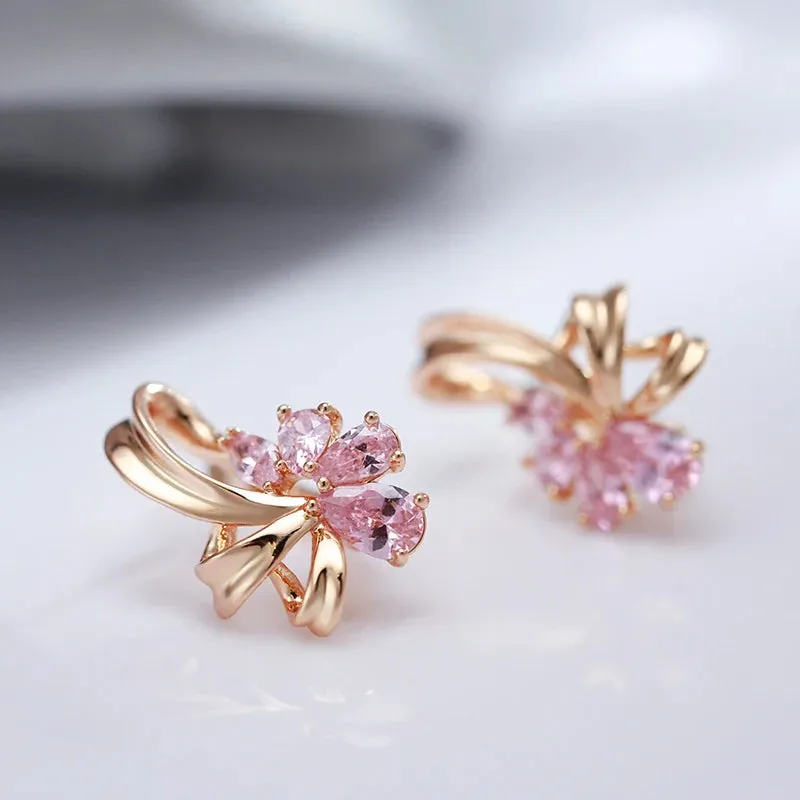 Women's Earrings Pink Floral Stainless Steel Zircon sold by Hensley London product image thumbnail 2