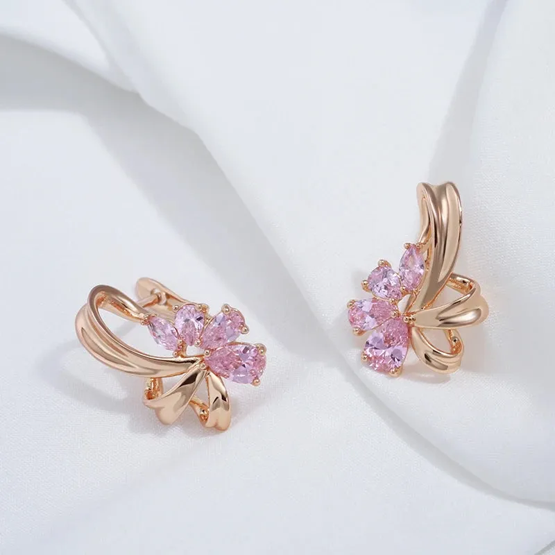 Women's Earrings Pink Floral Stainless Steel Zircon sold by Hensley London product image thumbnail 3