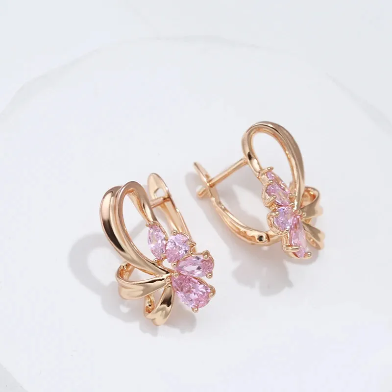 Women's Earrings Pink Floral Stainless Steel Zircon sold by Hensley London product image thumbnail 4
