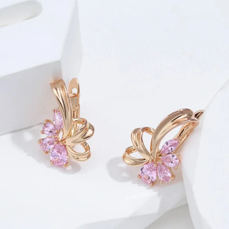 Women's Earrings Pink Floral Stainless Steel Zircon sold by Hensley London product image thumbnail 5