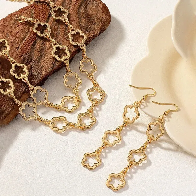 Women's Clover Jewelry Set Silver Stainless Steel Necklace and Earring Set sold by Hensley London product image thumbnail 3