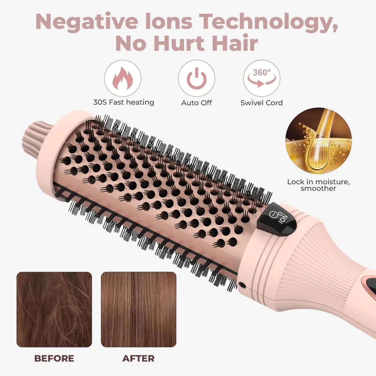 3-in-1 Hair Styling Tool Blow Dryer Thermal Brush Negative Ion Technology sold by Hensley London product image thumbnail 3