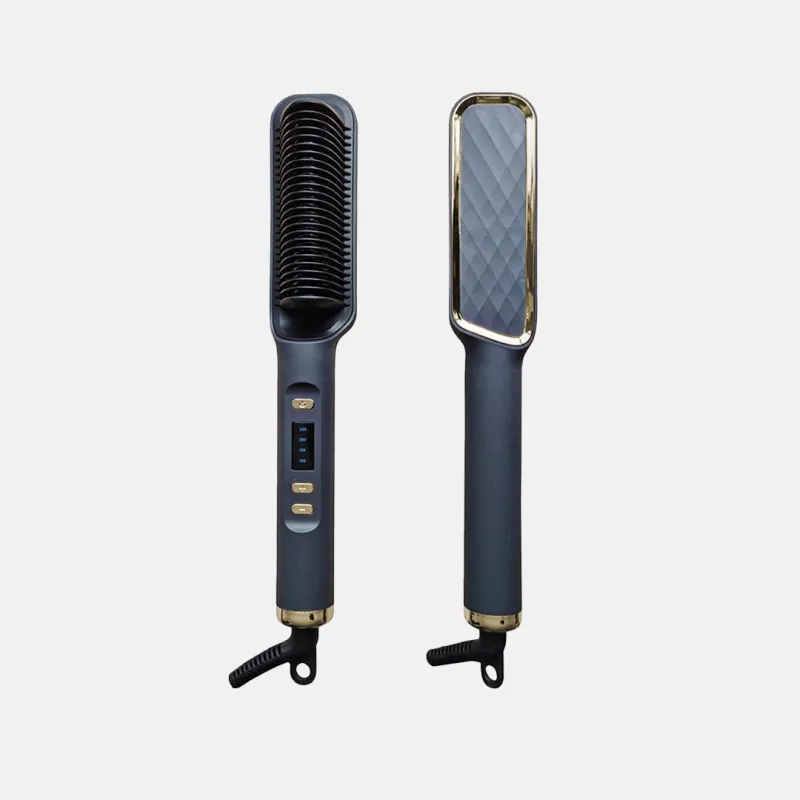 Women's Hair Straightener Brush Black Ionic Ceramic 2-in-1 Tool made by Hensley London