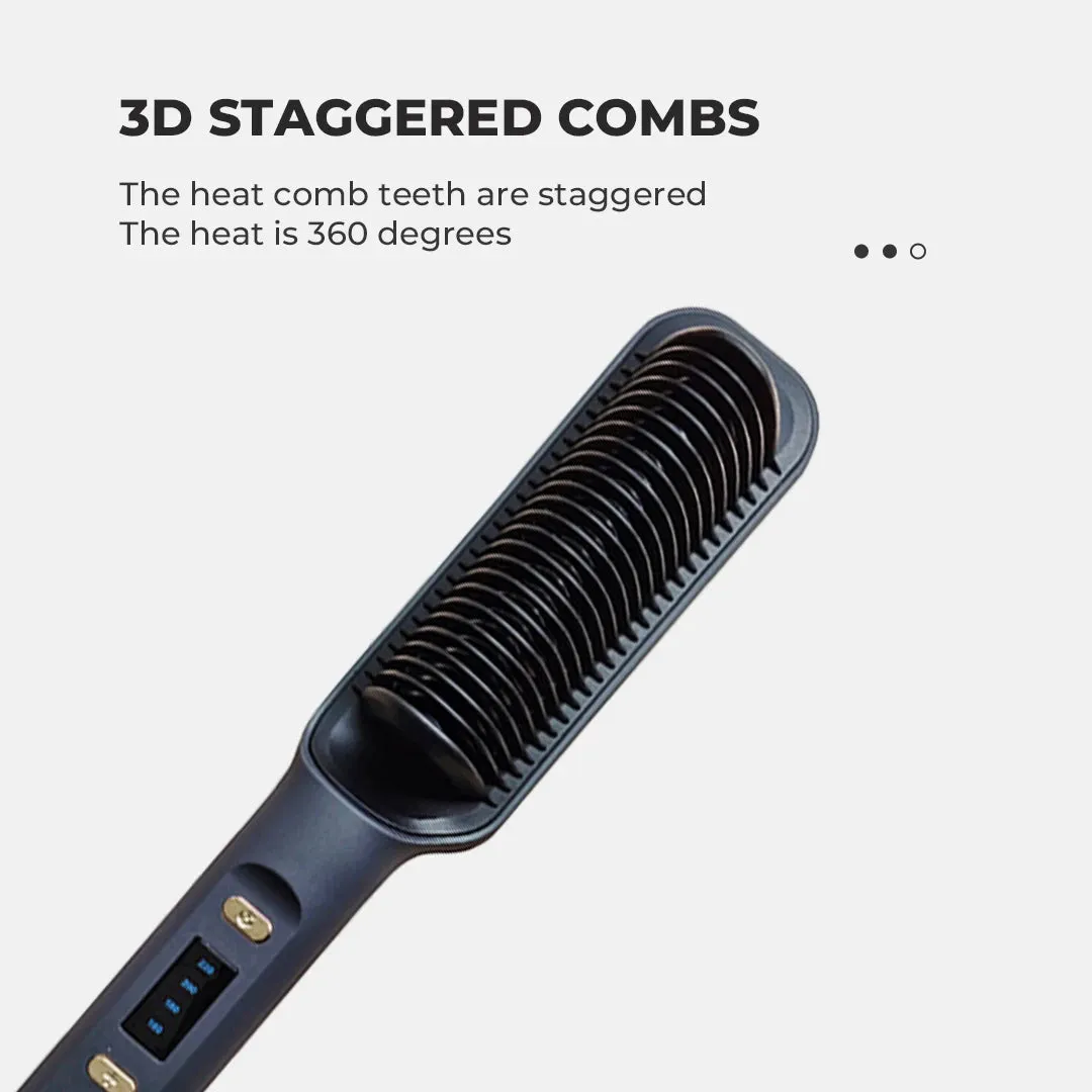 Women's Hair Straightener Brush Black Ionic Ceramic 2-in-1 Tool sold by Hensley London product image thumbnail 2