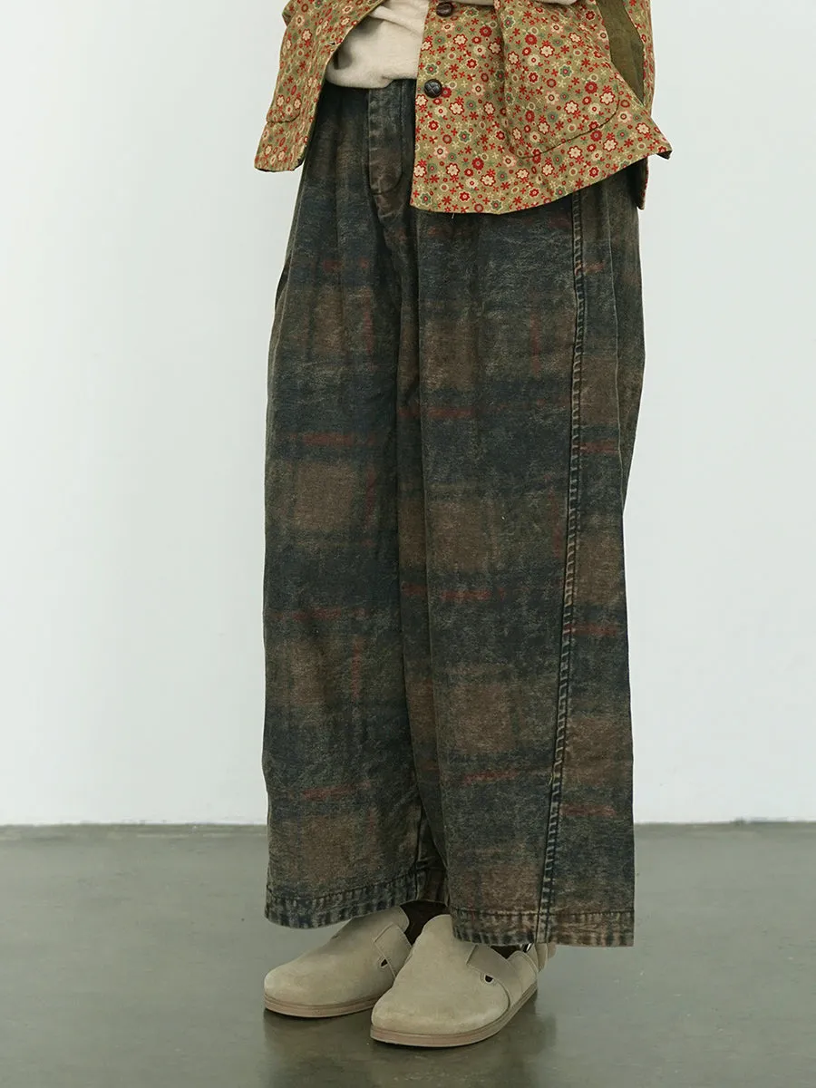 Women's Wide Leg Pants Blue Cotton Blend Retro Flower Design sold by Hensley London product image thumbnail 4