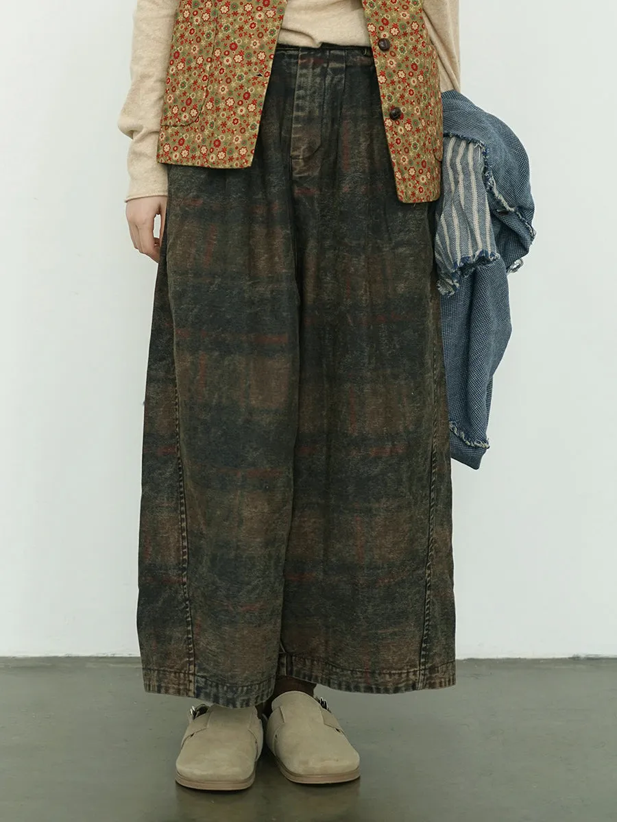 Women's Wide Leg Pants Blue Cotton Blend Retro Flower Design sold by Hensley London product image thumbnail 2