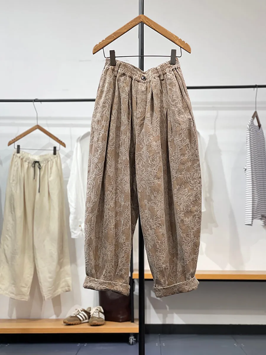 Women's Wide Leg Pants Green Jacquard Linen Cotton sold by Hensley London product image thumbnail 2