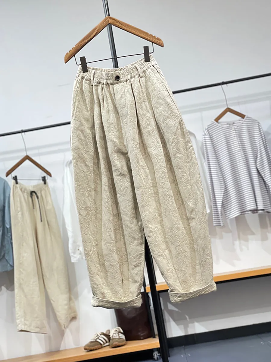 Women's Wide Leg Pants Green Jacquard Linen Cotton sold by Hensley London product image thumbnail 3
