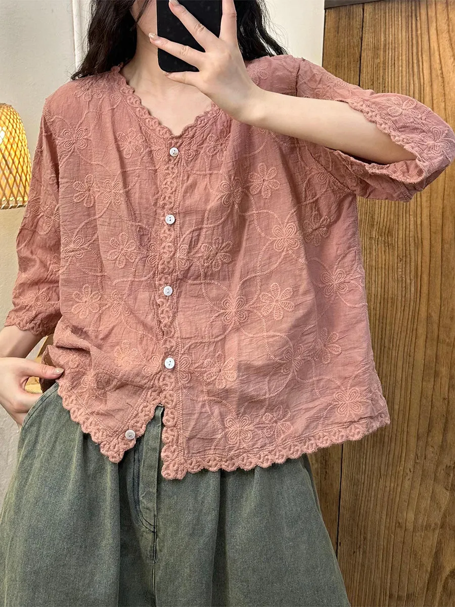 Women's Blouse White Cotton Vintage Flower Embroidery sold by Hensley London product image thumbnail 5