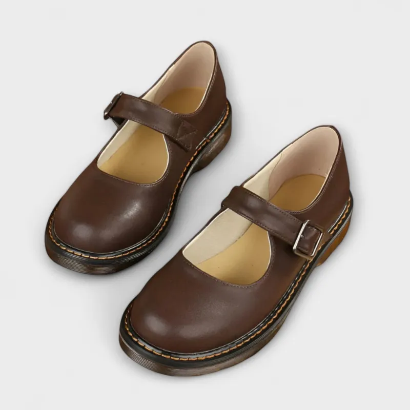 Orthopaedic Mary Jane Flats for Women | Comfortable Walking Shoes with Arch Support and Cushioned Insole | Black and Brown made by Hensley London