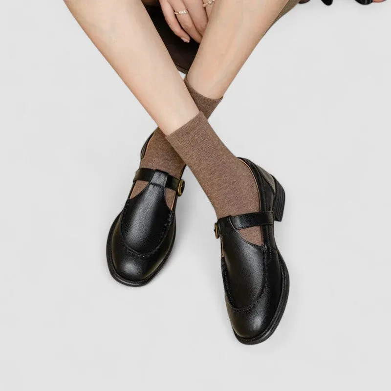 Women's Mary Jane Shoes Black Orthopaedic Square-Toe Cushioned Insole made by Hensley London