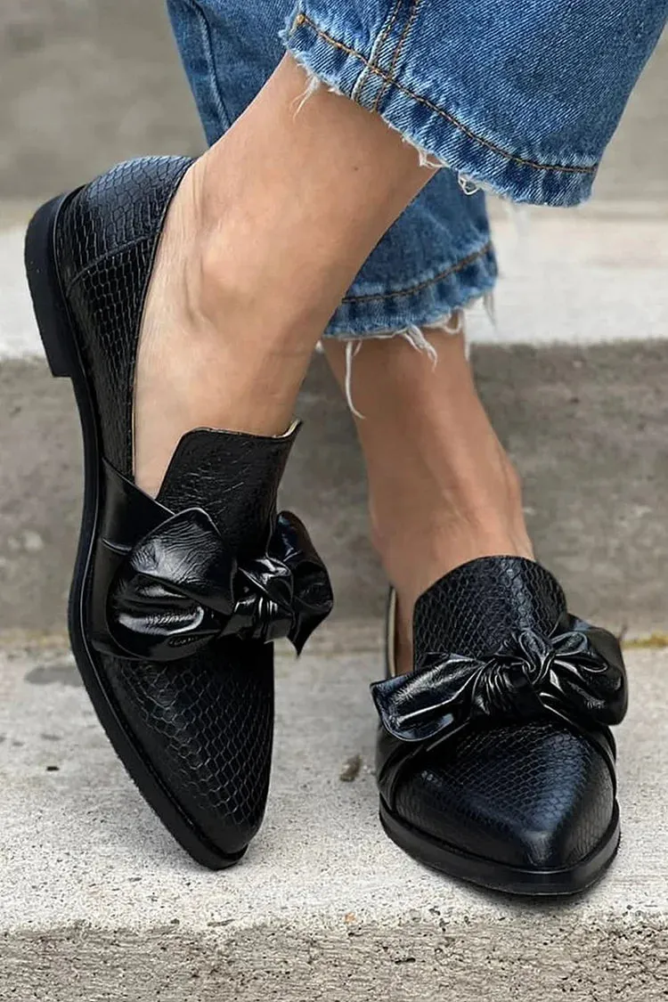 Women's Black Loafers Synthetic with Shiny Bow sold by Hensley London product image thumbnail 3