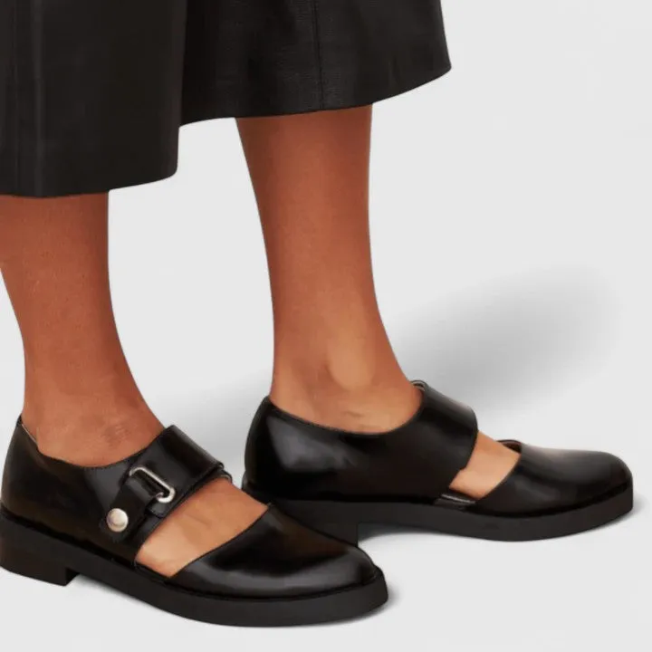 Women's Elegant Shoes Black Leather Low Heel sold by Hensley London product image thumbnail 2