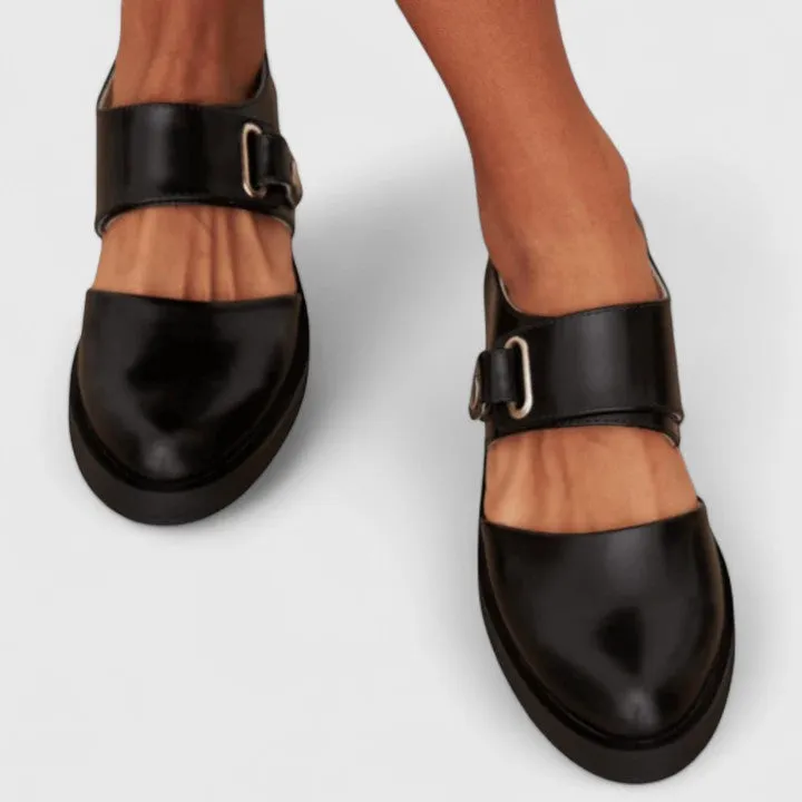 Women's Elegant Shoes Black Leather Low Heel sold by Hensley London product image thumbnail 3