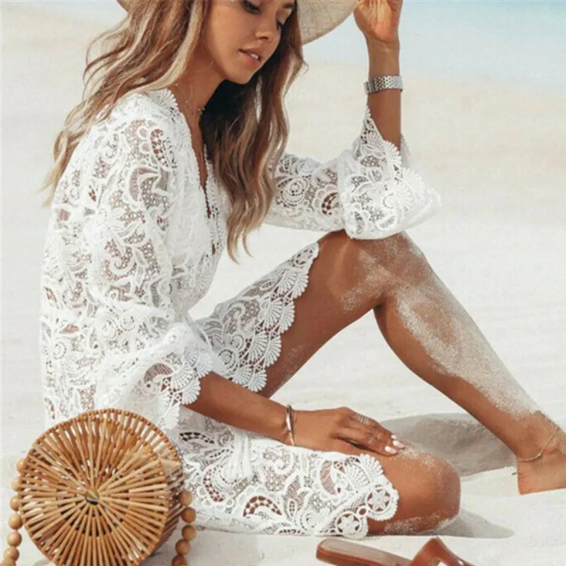 Fiona Women's Tunic Cover Up | Floral Lace Design, Lightweight Beach Cover Up made by Hensley London