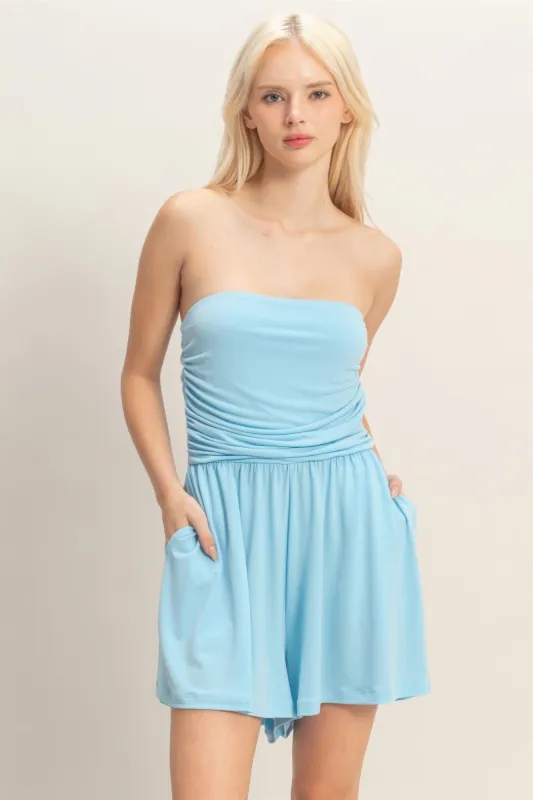 Women's Short Romper, Soft Stretch Sleeveless Summer Casual Playsuit, Blue made by HYFVE