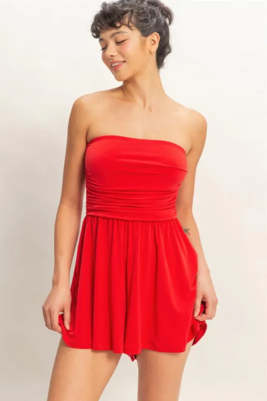 Women's Short Romper, Soft Stretch Sleeveless Summer Casual Playsuit, Red made by HYFVE