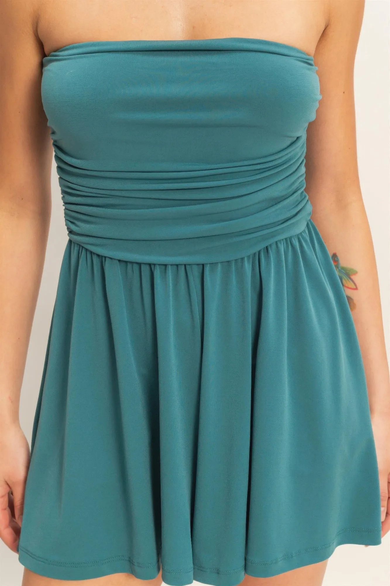 Women's Short Romper, Soft Stretch Sleeveless Summer Casual Playsuit, Dark Teal sold by Hensley London product image thumbnail 4