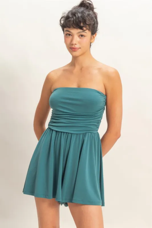Women's Short Romper, Soft Stretch Sleeveless Summer Casual Playsuit, Dark Teal made by HYFVE