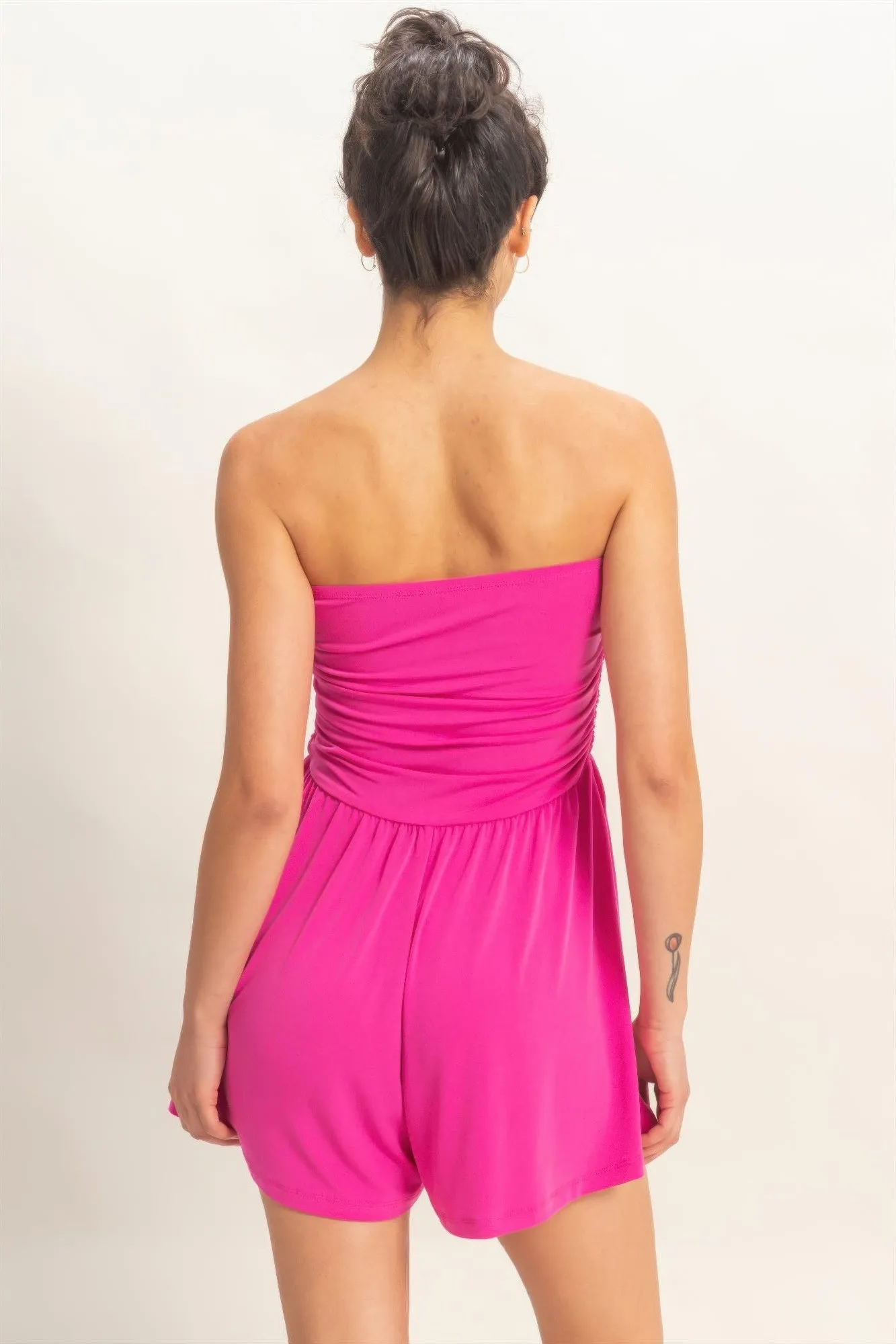 Women's Short Romper, Soft Stretch Sleeveless Summer Casual Playsuit, Fuchsia sold by Hensley London product image thumbnail 5