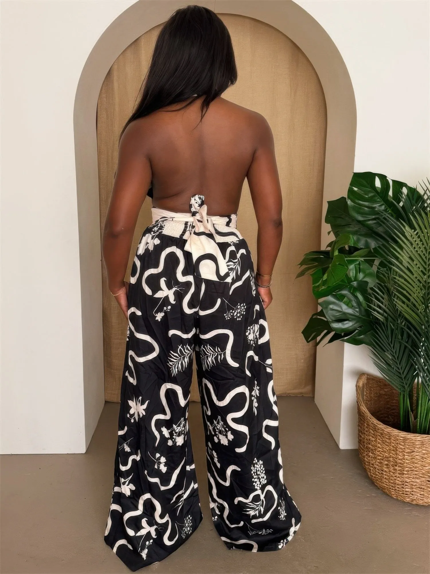 Women's One-Shoulder Jumpsuit, Wide-Leg Sleeveless Cocktail Evening Outfit sold by Hensley London product image thumbnail 3
