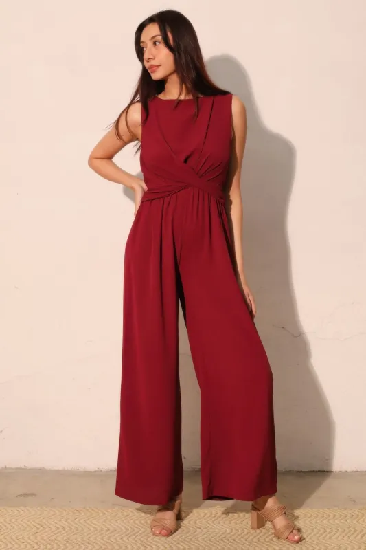 Tina Women's Jumpsuit | Textured Fabric, Twist Front made by Tyche