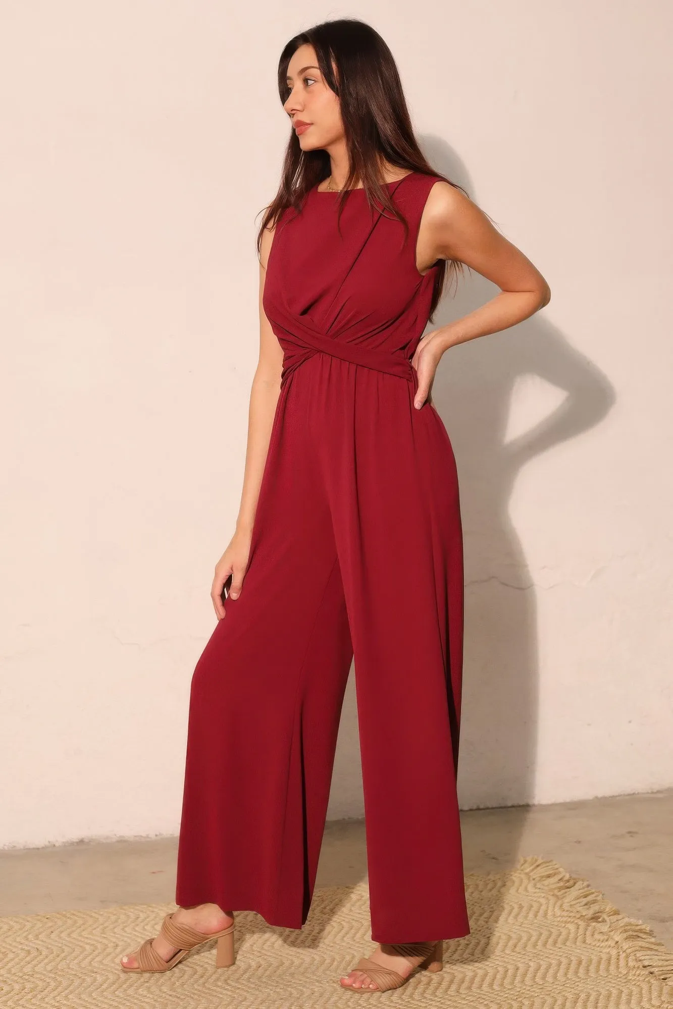 Tina Women's Jumpsuit | Textured Fabric, Twist Front sold by Hensley London product image thumbnail 3