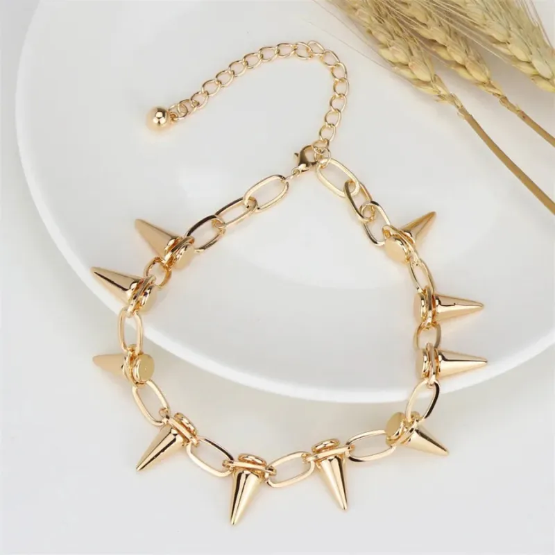 Punk Spike Chain Link Choker Necklace made by Hensley London