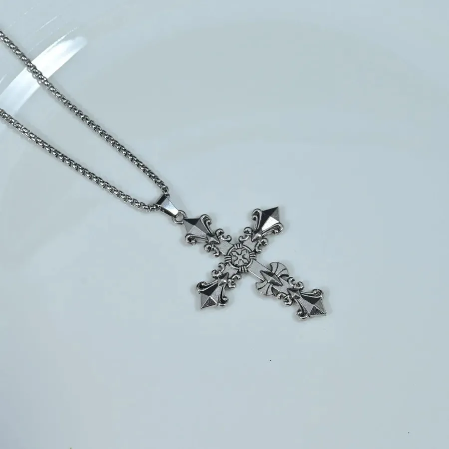 Unisex Cross Pendant Necklace – Stainless Steel Box Chain sold by Hensley London product image thumbnail 4
