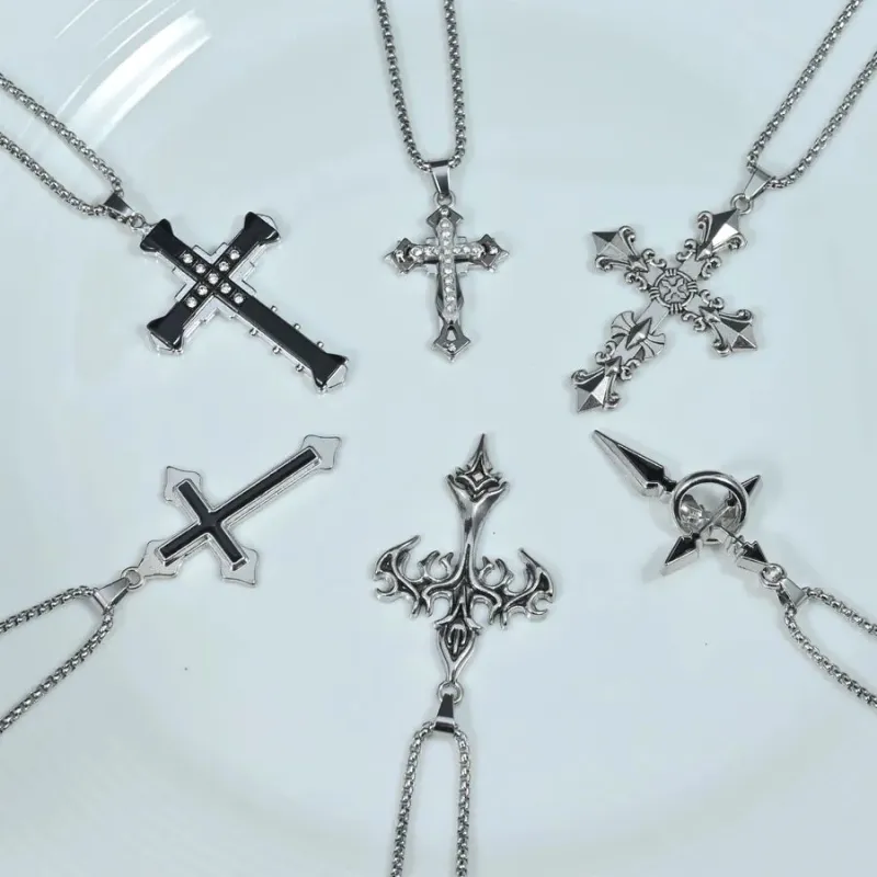 Unisex Cross Pendant Necklace – Stainless Steel Box Chain made by Hensley London