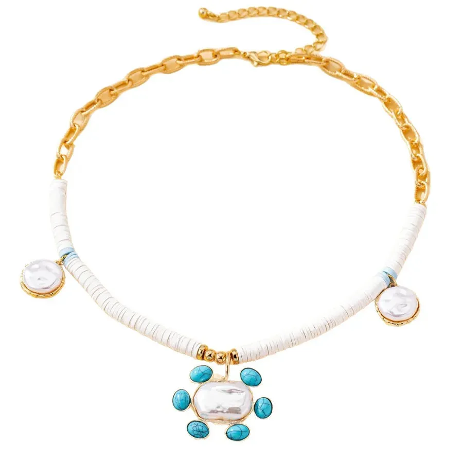 Bohemian Turquoise Inlay Gold Pendant Necklace sold by Hensley London product image thumbnail 5