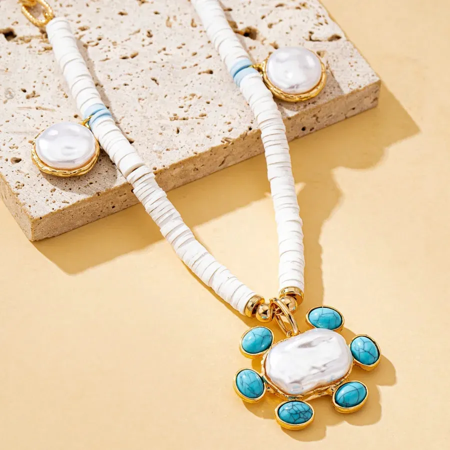 Bohemian Turquoise Inlay Gold Pendant Necklace sold by Hensley London product image thumbnail 3