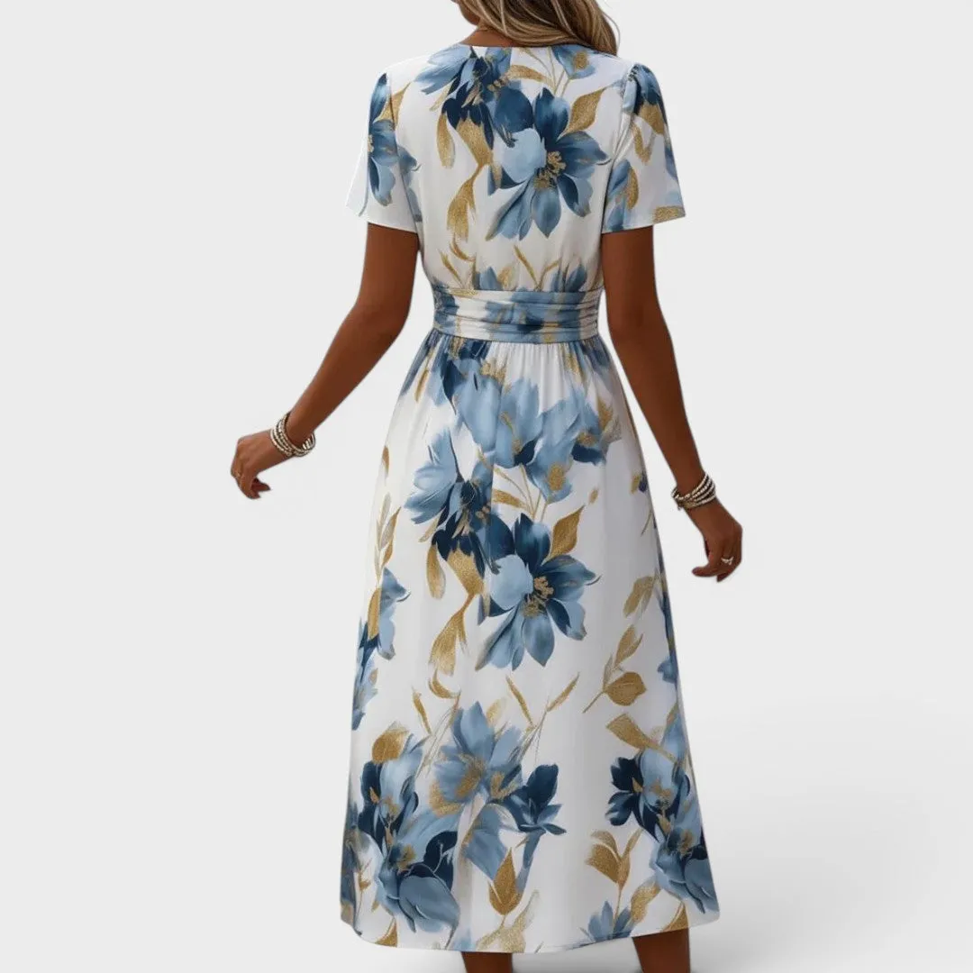 Elara | Floral Wrap Waist Midi Dress sold by Hensley London product image thumbnail 4