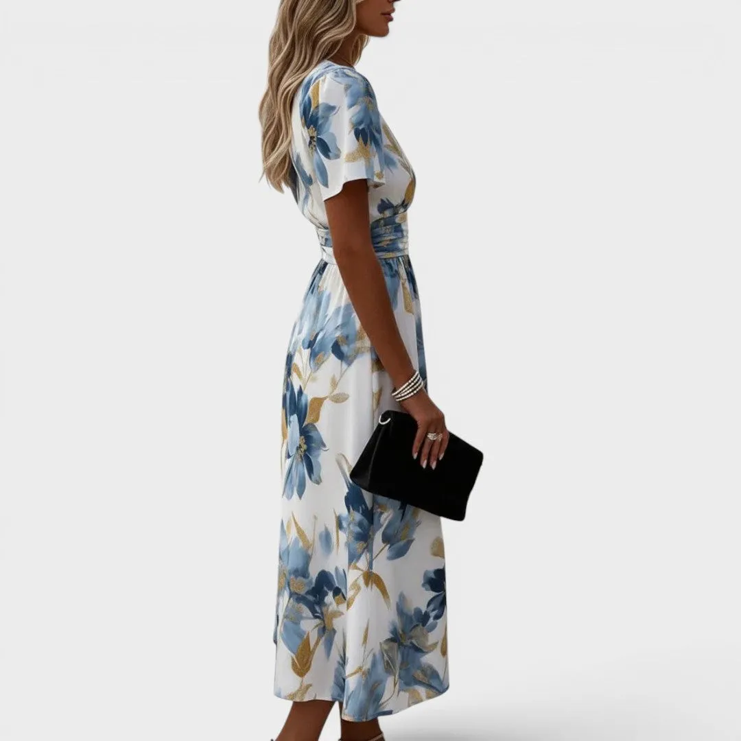 Elara | Floral Wrap Waist Midi Dress sold by Hensley London product image thumbnail 2