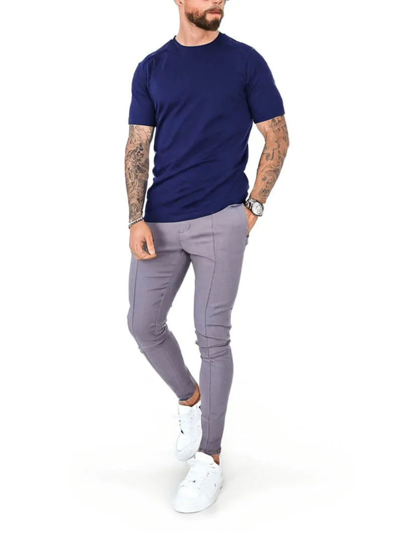 Men's Cotton Stretch Slim Fit T-Shirt – Navy Blue sold by Hensley London product image thumbnail 5