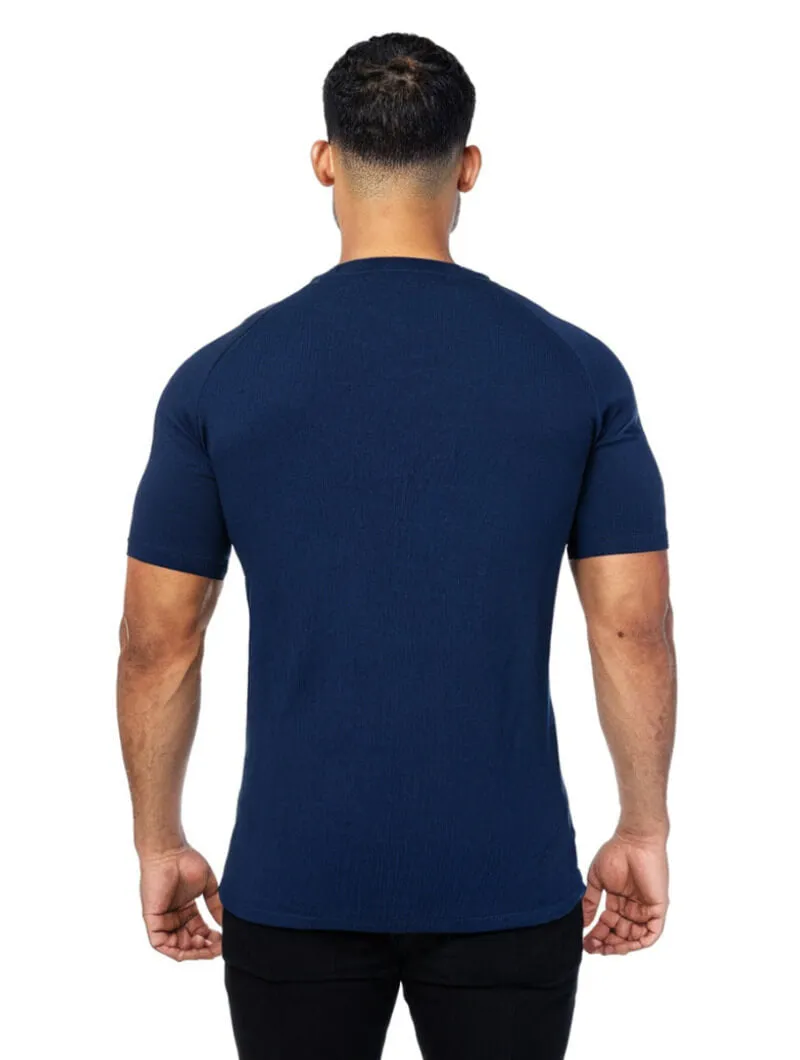 Men's Cotton Stretch Slim Fit T-Shirt – Navy Blue sold by Hensley London product image thumbnail 2