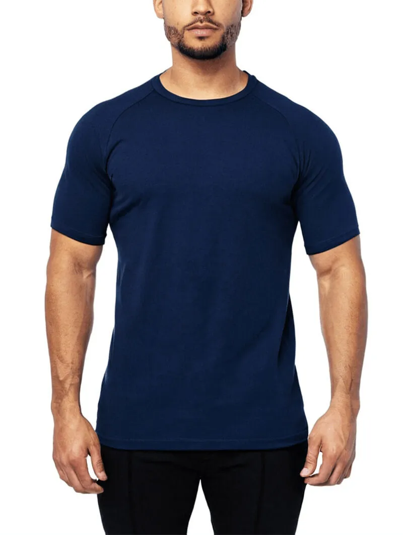 Men's Cotton Stretch Slim Fit T-Shirt – Navy Blue sold by Hensley London product image thumbnail 3