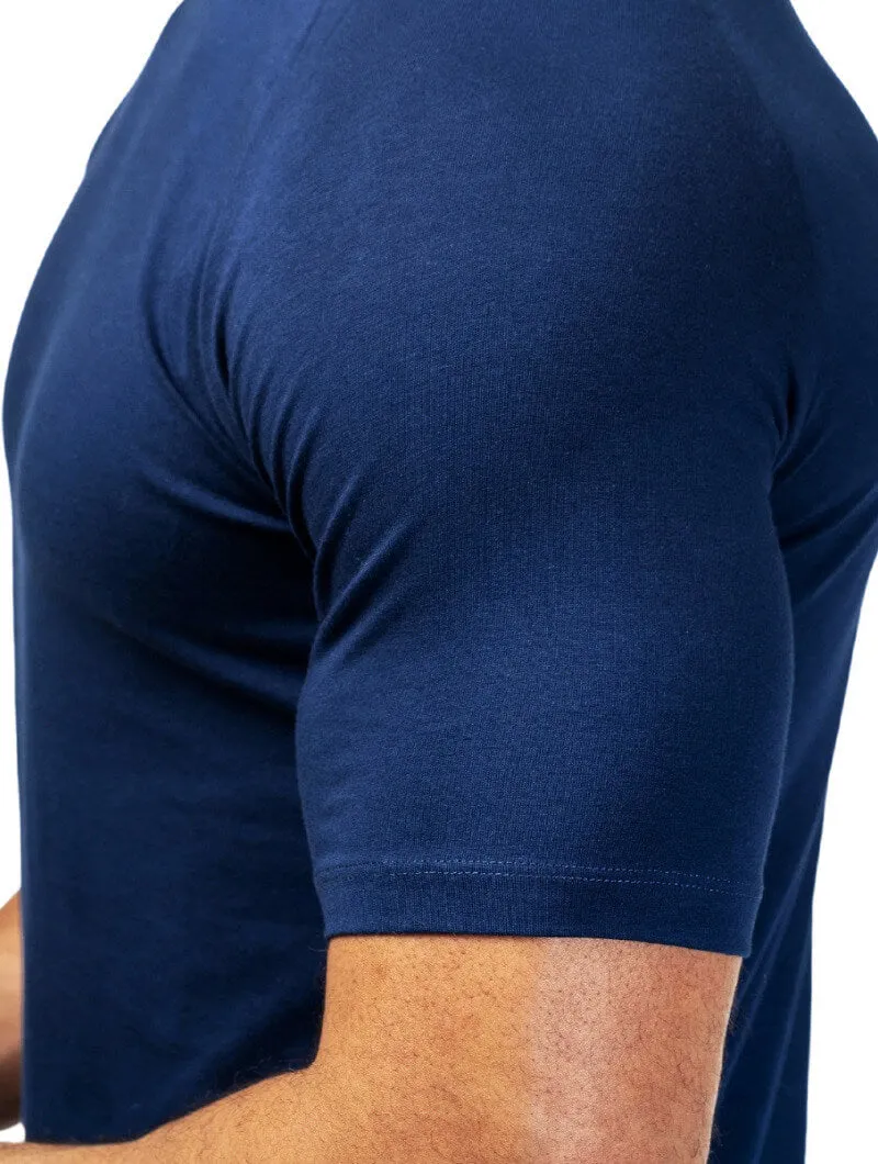 Men's Cotton Stretch Slim Fit T-Shirt – Navy Blue sold by Hensley London product image thumbnail 4