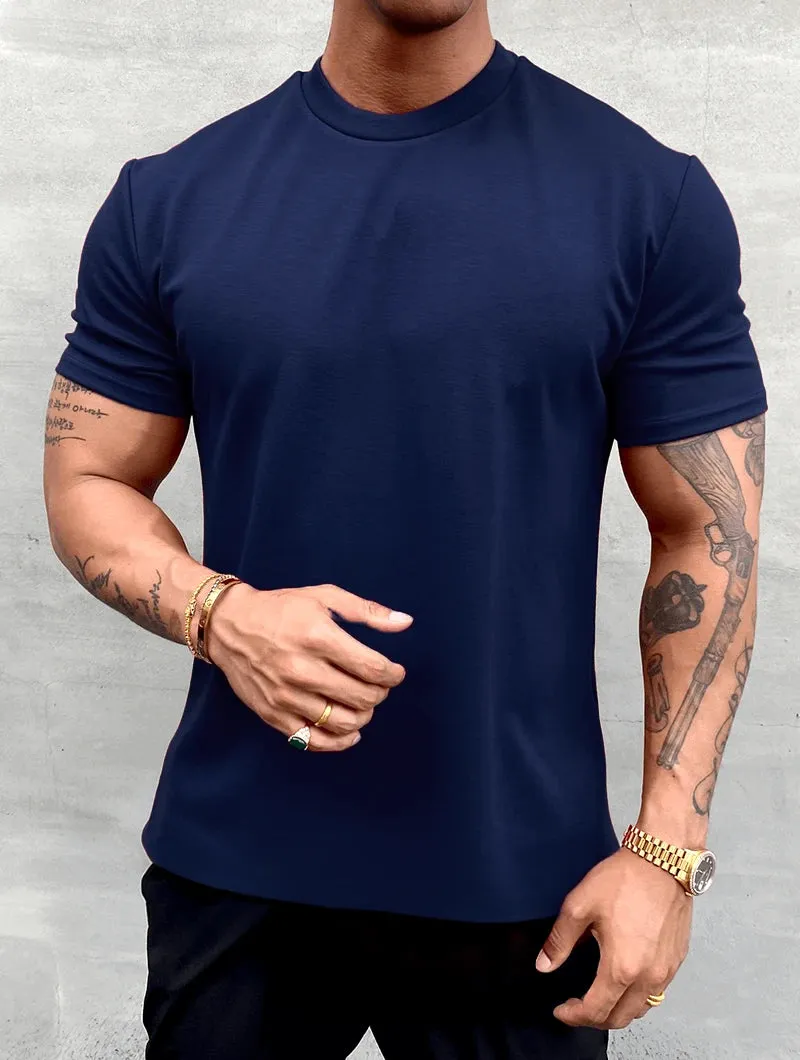 Men's Cotton Stretch Slim Fit T-Shirt – Navy Blue sold by Hensley London