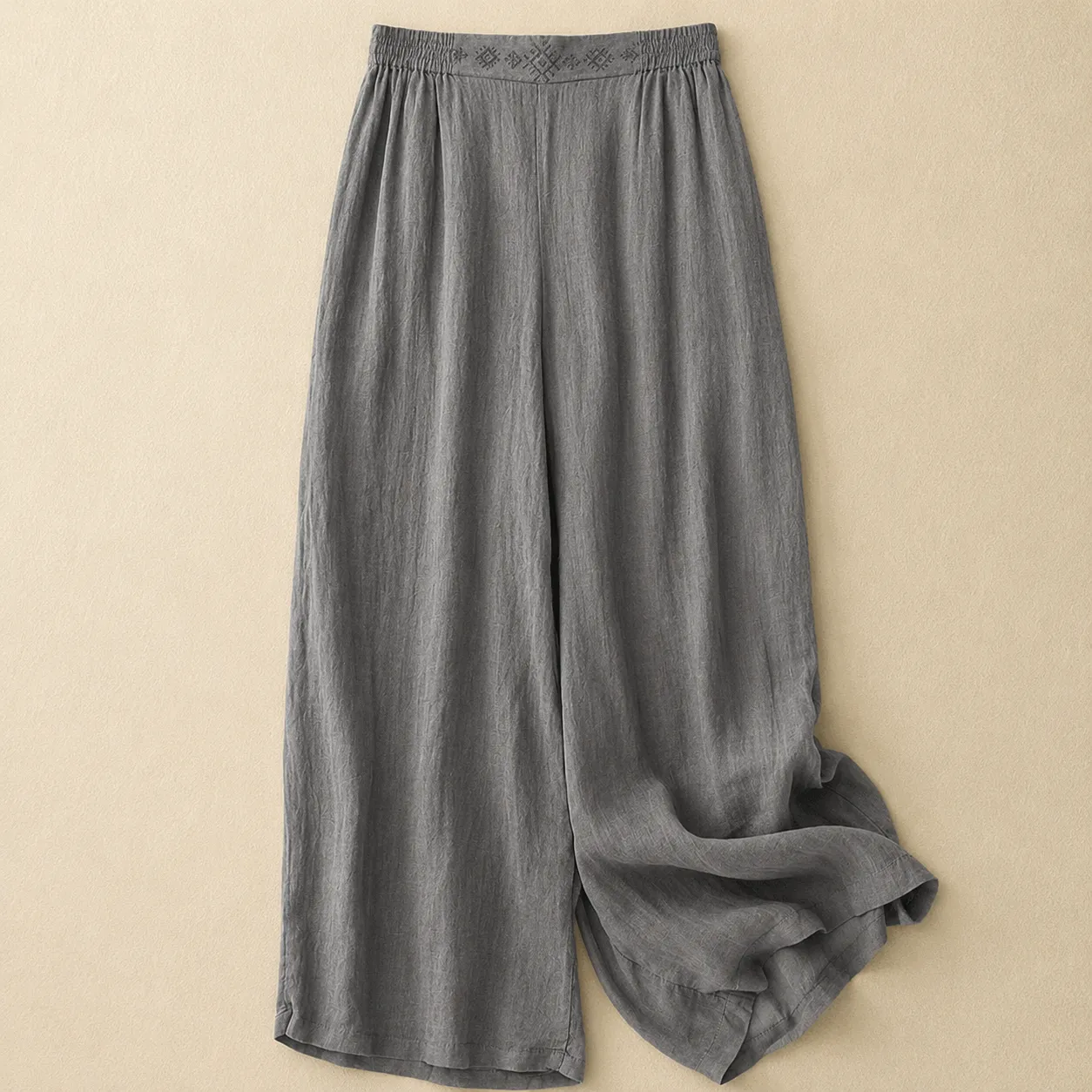 Women's Cotton Linen Wide Leg Embroidered Waist Pants sold by Hensley London product image thumbnail 2